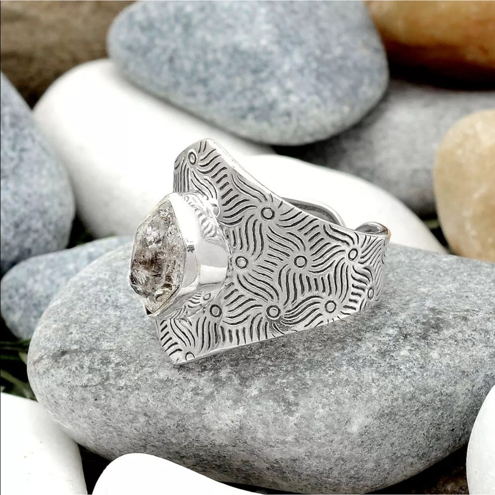 Herkimer diamond silver ring size 7.5 - Picture 3 of 4